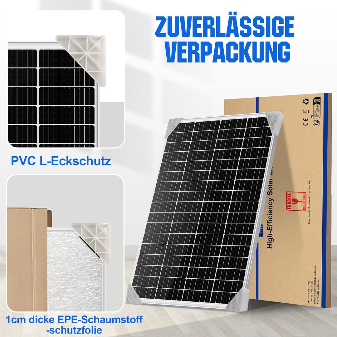 ECO-WORTHY 340W 12 Volt Monokristallines Solarmodul, 2 Stücke 170W Solarpanel Ideal zum Aufladen von