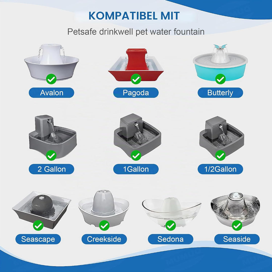 Katzenbrunnen Filter für PetSafe Drinkwell, 12 Pcs Ersatzfilter Trinkbrunnen Katzen &amp; 12 Pcs Schaumf
