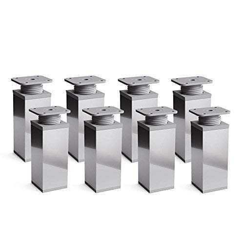 sossai® Design-Möbelfüsse MFV1 | höhenverstellbar | 8er Set | Vierkant-Profil: 40 x 40 mm | Farbe: C