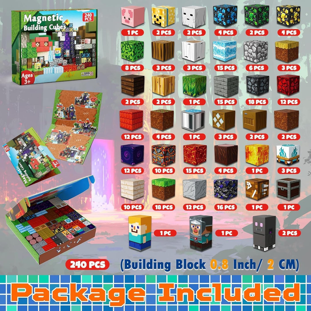 Magnetische Bausteine BAU Magische Zeitreise mit 240 Magnetbausteinen - Abenteuer-Set mit Rittern, G