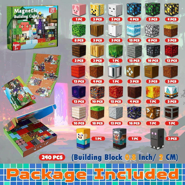Magnetische Bausteine BAU Magische Zeitreise mit 240 Magnetbausteinen - Abenteuer-Set mit Rittern, G