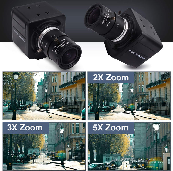 Svpro USB Kamera mit Zoom 2.8-12mm Varifokalobjektiv, 5MP Manueller Fokus HD USB Webcam Mini Kamera