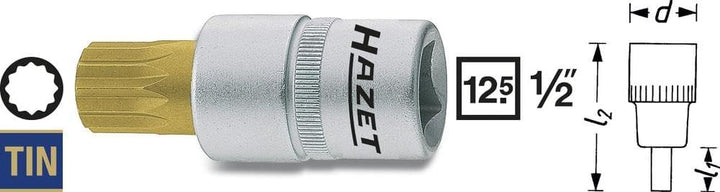 Hazet 990-14 Schraubendreher-Einsatz, s: 14, Innenvierkant 12,5 mm (1/2 Zoll), Innen Vielzahn XZN 14