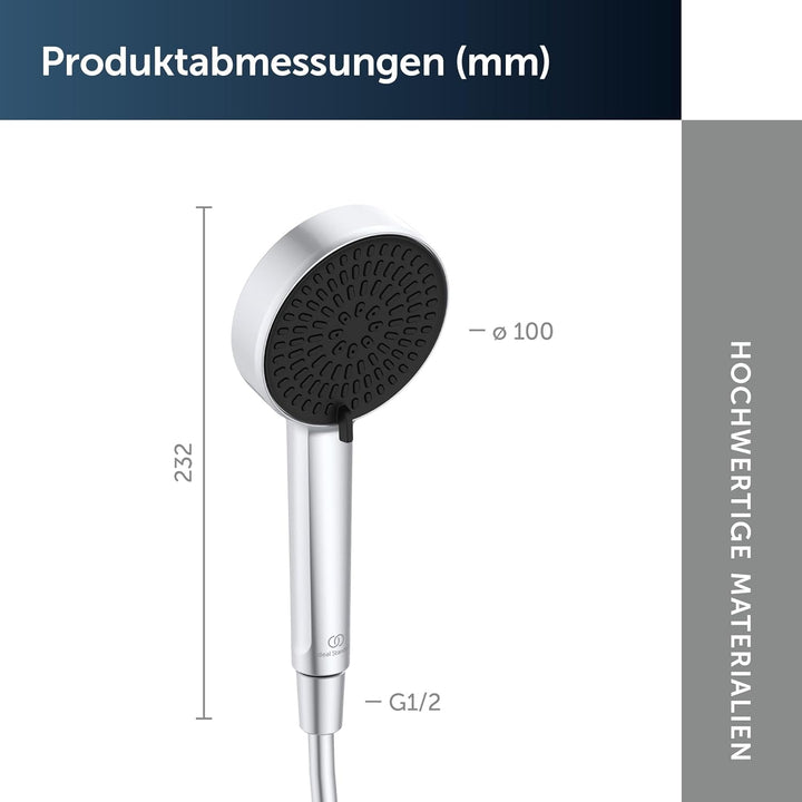 Ideal Standard Idealrain Alu+ 2-Funktionshandbrause, mit zwei Strahlarten (Rain und SilkRain) per Dr