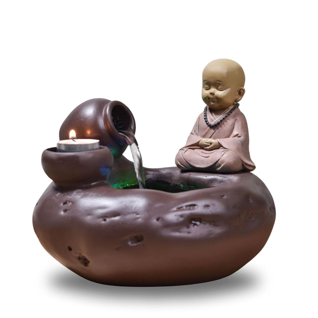 Innenbrunnen Natur Jarre Buddha Statue Abnehmbares helles farbenfrohe LED, Wohndekoration in Bewegun