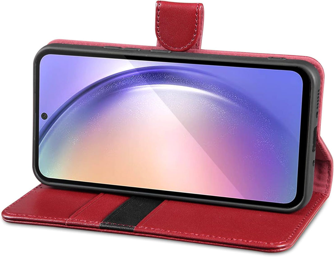 LENSUN Hülle Echtleder für Samsung Galaxy A54, Handyhülle [Echtes Leder][Magnetverschluss][RFID Bloc