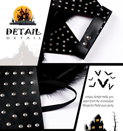 keland Gothic Leder Feder Epauletten Schulterklappen Schulterschmuck Umhang Schultertuch mit Halsrei