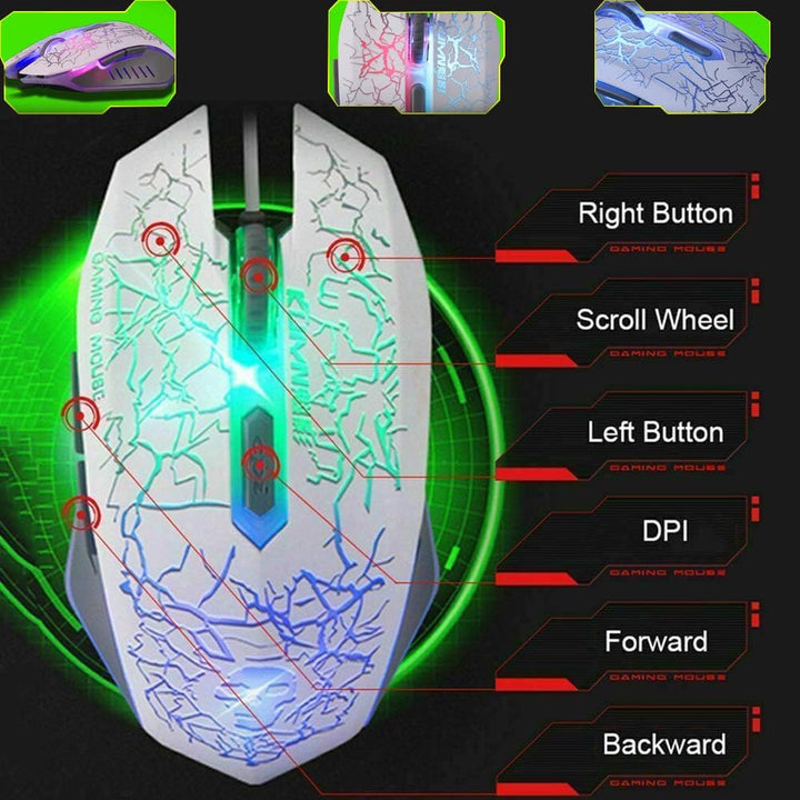 UrChoiceLtd Meyying T6 Regenbogen Hinterleuchtet Multimedia USB Spiel Tastatur + 2400DPI 6 Tasten Op