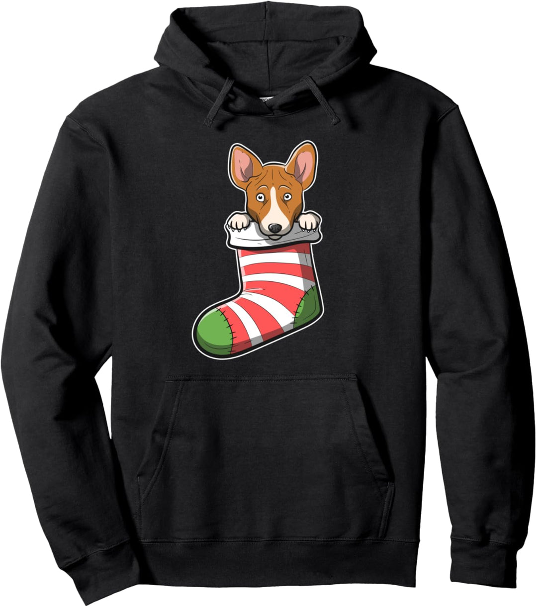 Weihnachts-Basenji-Hundebild Pullover Hoodie