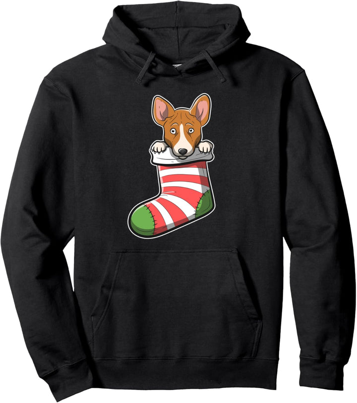 Weihnachts-Basenji-Hundebild Pullover Hoodie