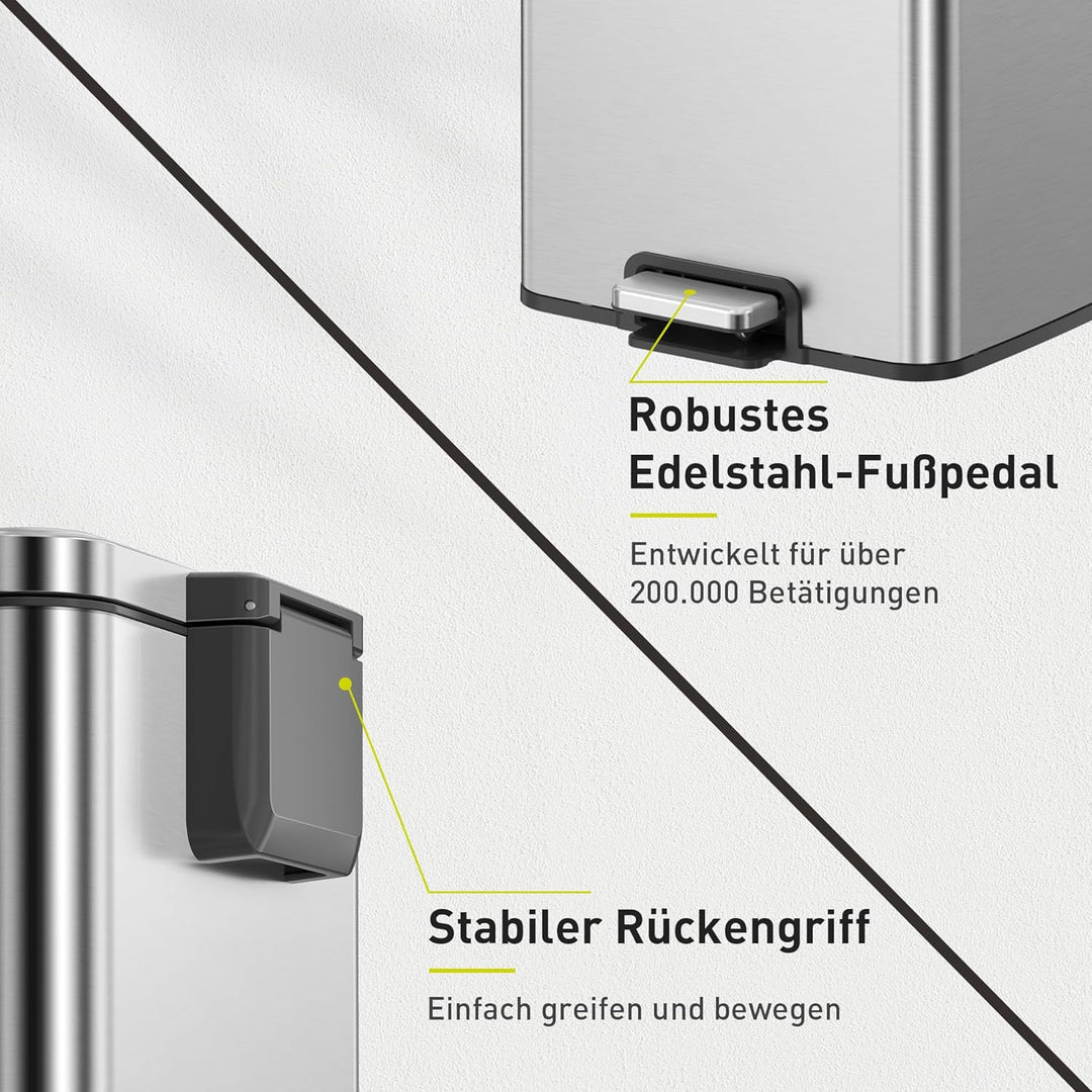 EKO Madison Mülleimer Küche 30L, Abfalleimer mit herausnehmbarem Inneneimer, Soft Closing Deckel, fi