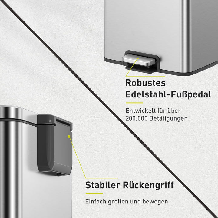 EKO Madison Mülleimer Küche 30L, Abfalleimer mit herausnehmbarem Inneneimer, Soft Closing Deckel, fi