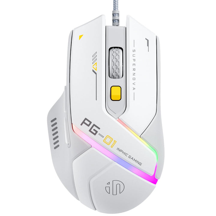 inphic PG1 Gaming Maus mit Kabel, 12800 DPI Hochpräzise, 6 programmierbare Tasten, atmungsaktive RGB