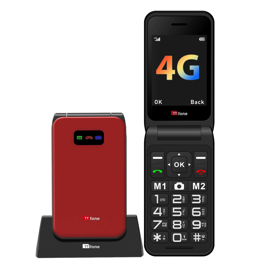 TTfone TT760 Klapptelefon 4G mit Grossen Tasten für Senioren und Notruf-Taste - Entsperrtes Grundleg