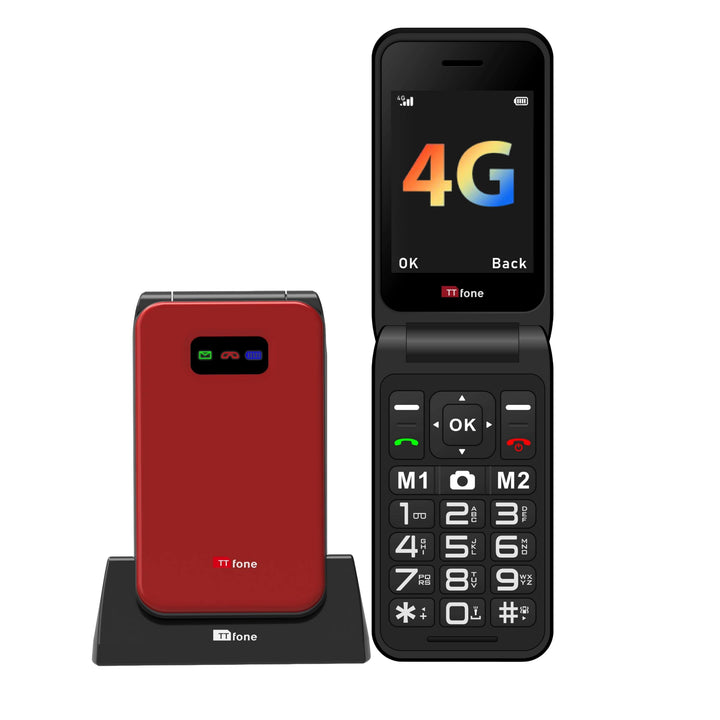 TTfone TT760 Klapptelefon 4G mit Grossen Tasten für Senioren und Notruf-Taste - Entsperrtes Grundleg