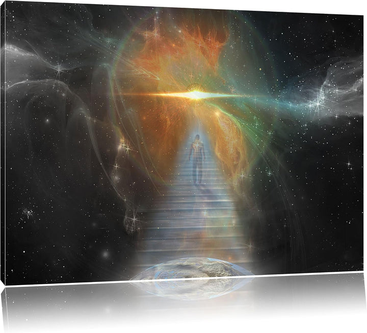 Pixxprint Kosmische Treppe in die Galaxis als Leinwandbild/Grösse: 100x70 / Wandbild/Kunstdruck/fert