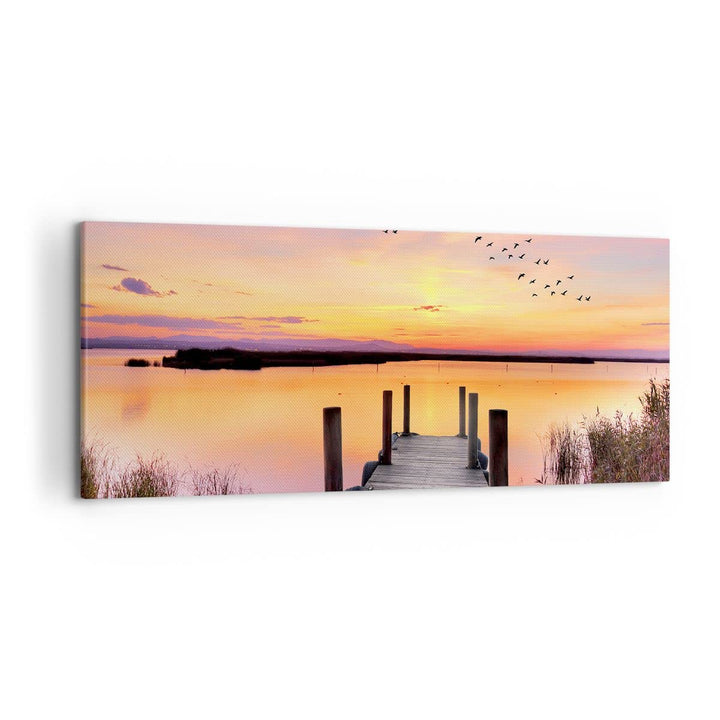 Wandbilder Dekoration Wohnzimmer Fussgängerbrücke Sommer Menschen Liebe Bilder auf Leinwand 120x50cm