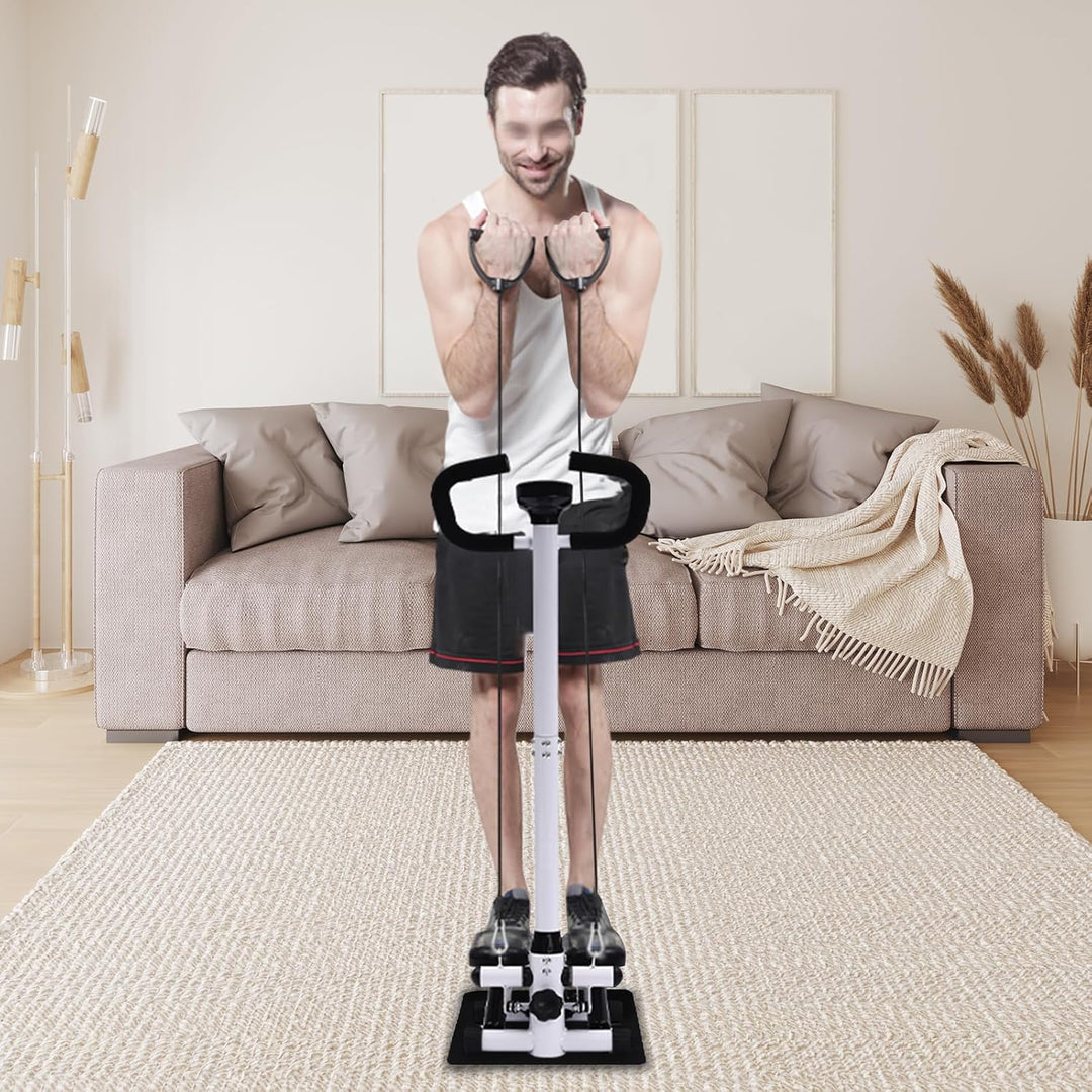 Mini Stepper für Zuhause 150kg Tragkraft, Fitness Stairmaster mit Echtzeit-Display, Widerstandsbände