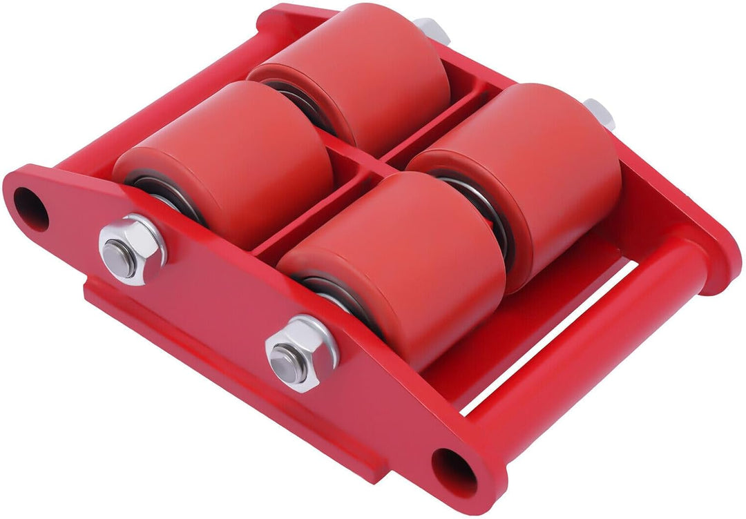 6T Transportroller Schwerlastwagen Panzerrolle Industrierolle Maschinenroller 360° schwenkbar (Rot),