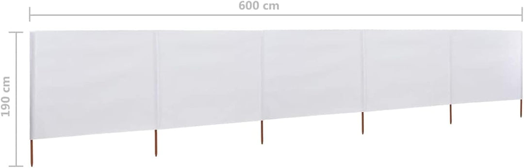 Homgoday 5 Paneele Windschutz Stoff 600x160cm Sand Weiss Camping Windschutz Blocker Windblocker Gart