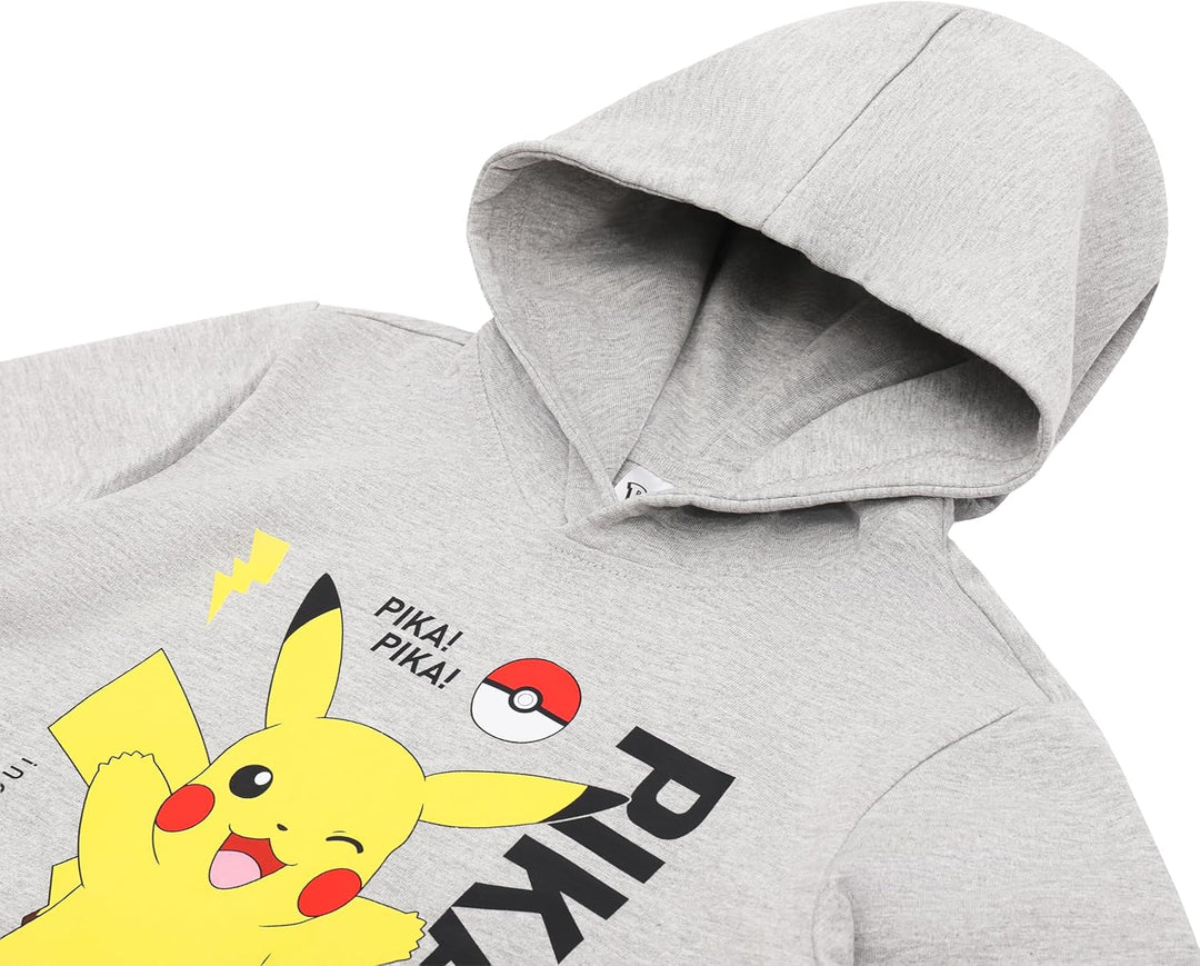Pokemon Kapuenpullover Pullover Hoody Hoodi Junge Mädchen Design Pikachu 116 Grau-gelb, 116 Grau-gel