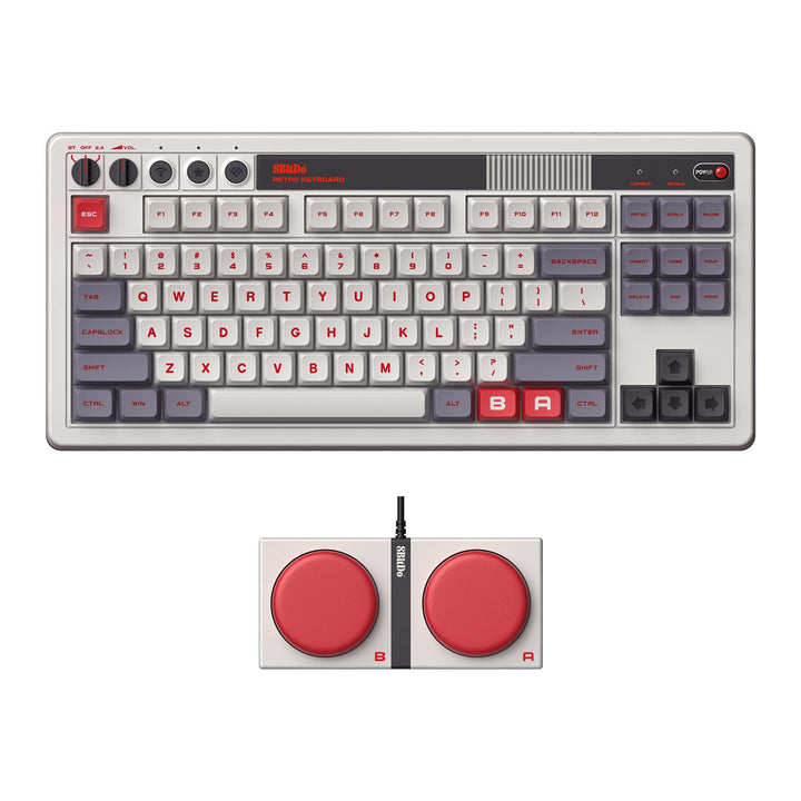 8Bitdo Retro Mechanical Keyboard, Bluetooth/2.4G/USB-C Hot Swappable Gaming Keyboard with 87 Keys, D