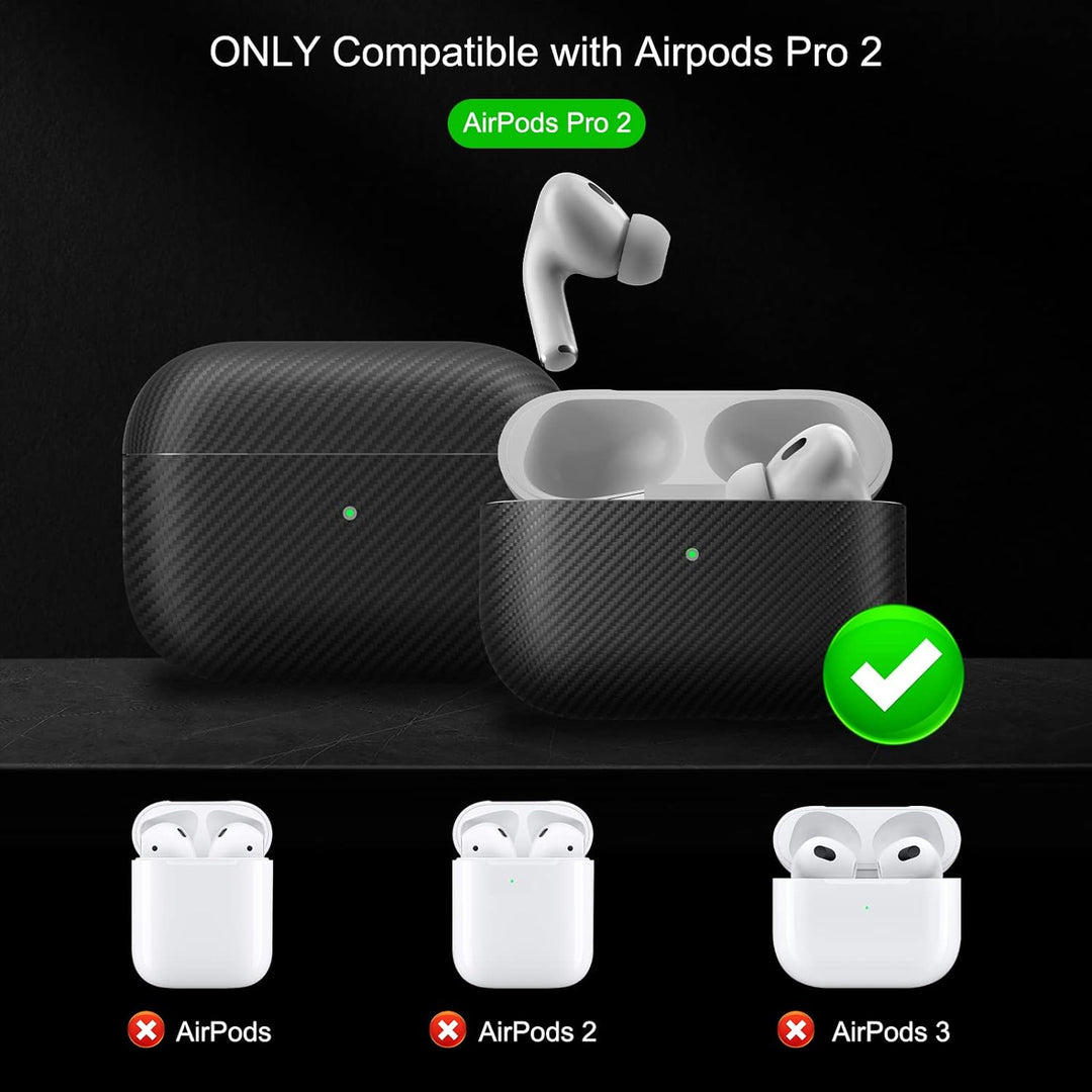 memumi Carbon Hülle für AirPods Pro 2, 0.3 mm Superdünne, Hülle aus echter 600D Aramidfaser [100% Ar