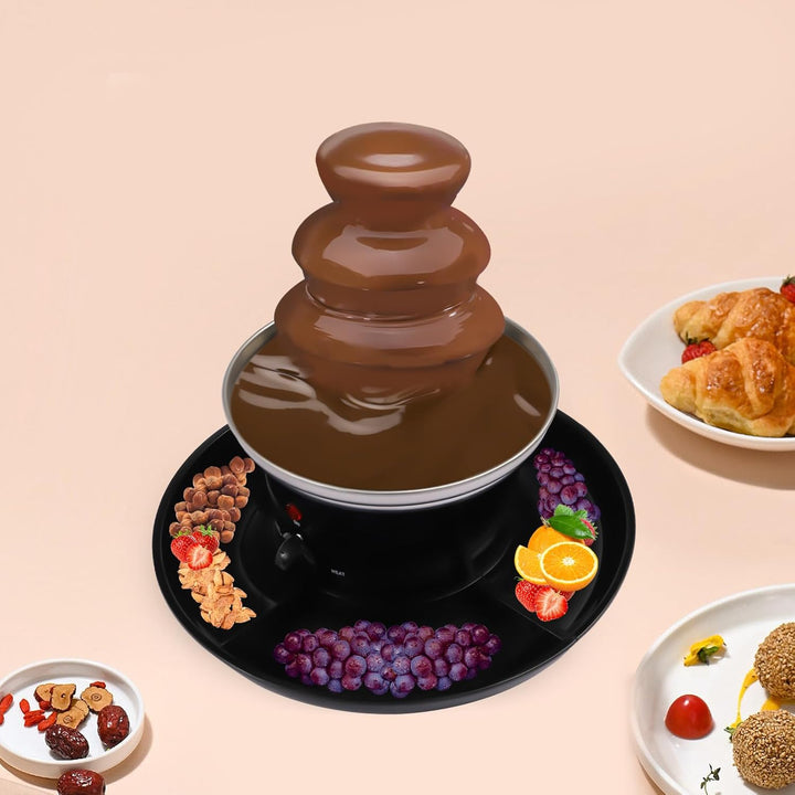 3 Etagen Schokobrunnen, 40W Elektrische Schokoladenfondue Set, Dreifach Schokoladenbrunnen Maschine,