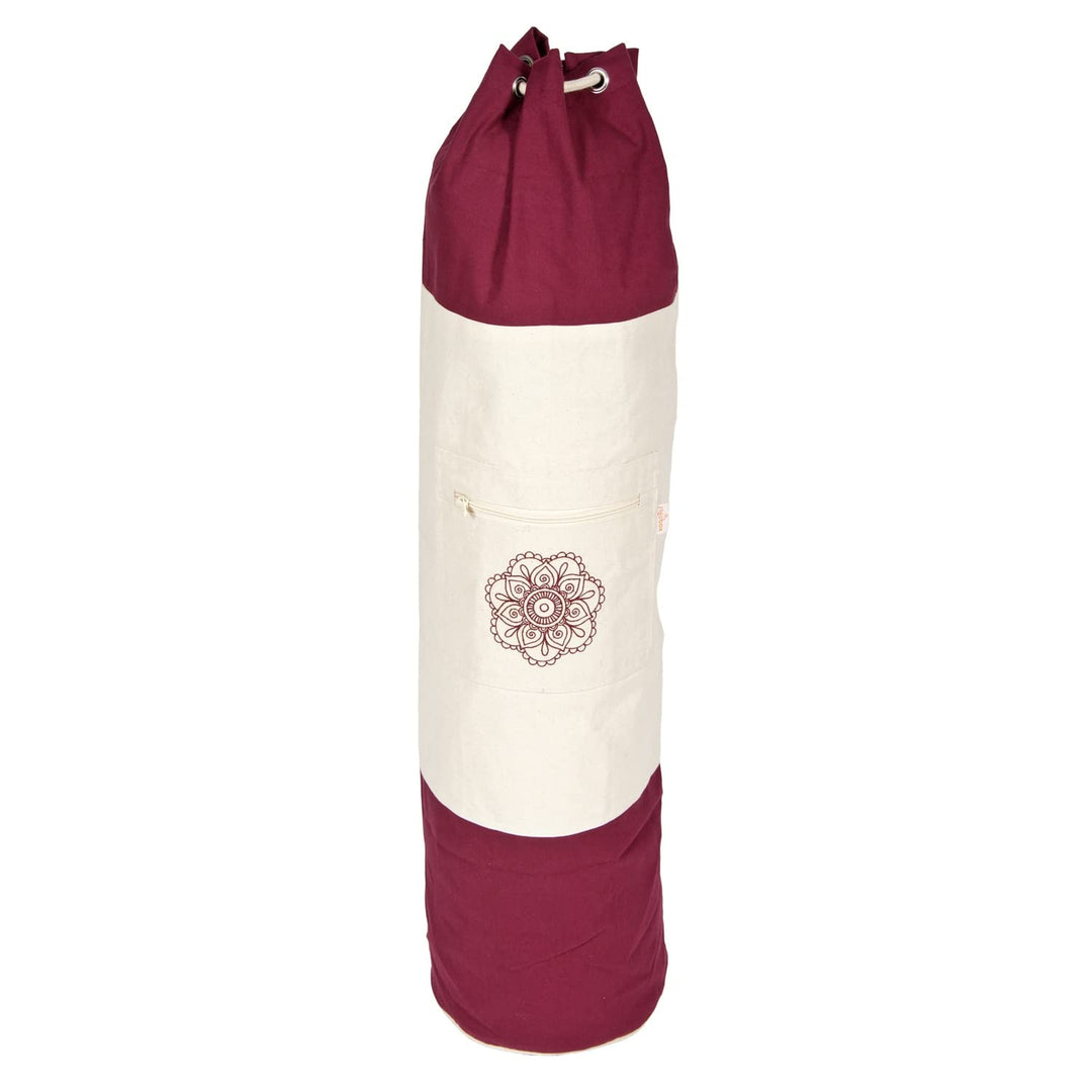 Yogabox Yogatasche Surya Bag 2 farbig für Schurwollmatten Aubergine / Natur 75 cm, Aubergine / Natur
