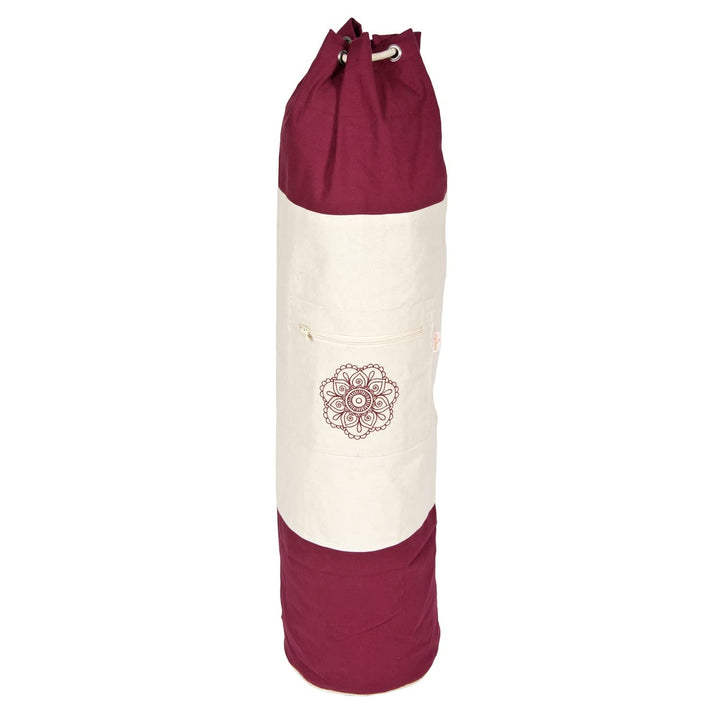 Yogabox Yogatasche Surya Bag 2 farbig für Schurwollmatten Aubergine / Natur 75 cm, Aubergine / Natur