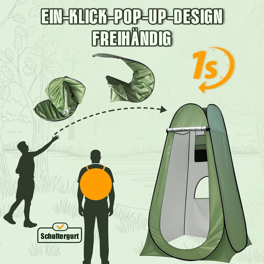 Charmofun Duschzelt Camping, Toilettenzelt Pop Up Umkleidezelt UV-Schutz, Mobile Tragbar WC Zelt mit