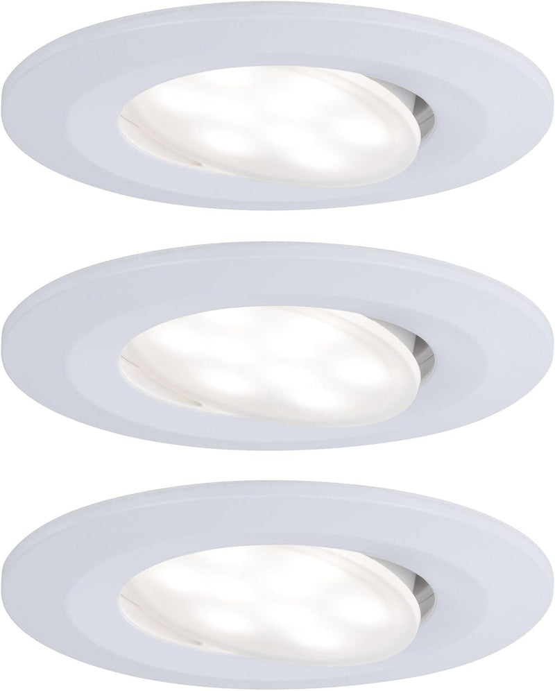 Paulmann 99927 LED Einbauleuchte Calla rund 3er Set 3x6W IP65 neutralweisse Einbaustrahler Weiss mat