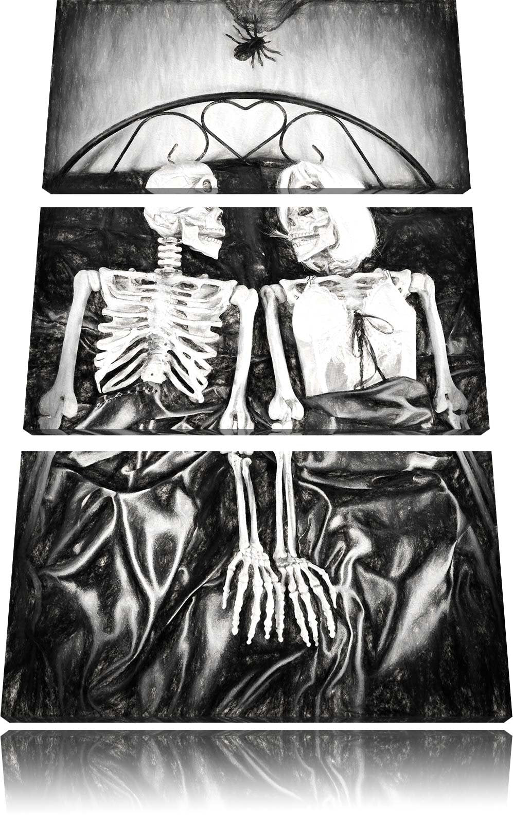 Pixxprint Horror Paar als Leinwandbild/Grösse: 3 Teilig (120x80) cm/Wandbild/Kunstdruck/fertig bespa