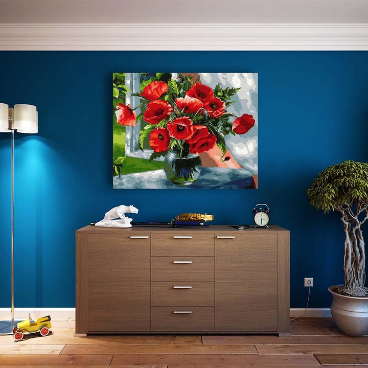 Artnapi Malen nach Zahlen Erwachsene mit Rahmen | DIY Handgemalt | Blumen - Sommer Mohnblumen | Kit