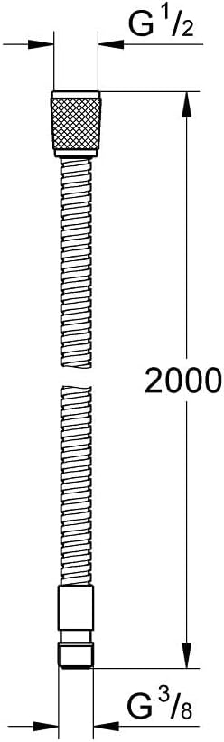 GROHE Vitalioflex - Metallbrauseschlauch (2000 mm, verstärkte Ausführung, knickfest, hitzebeständig)