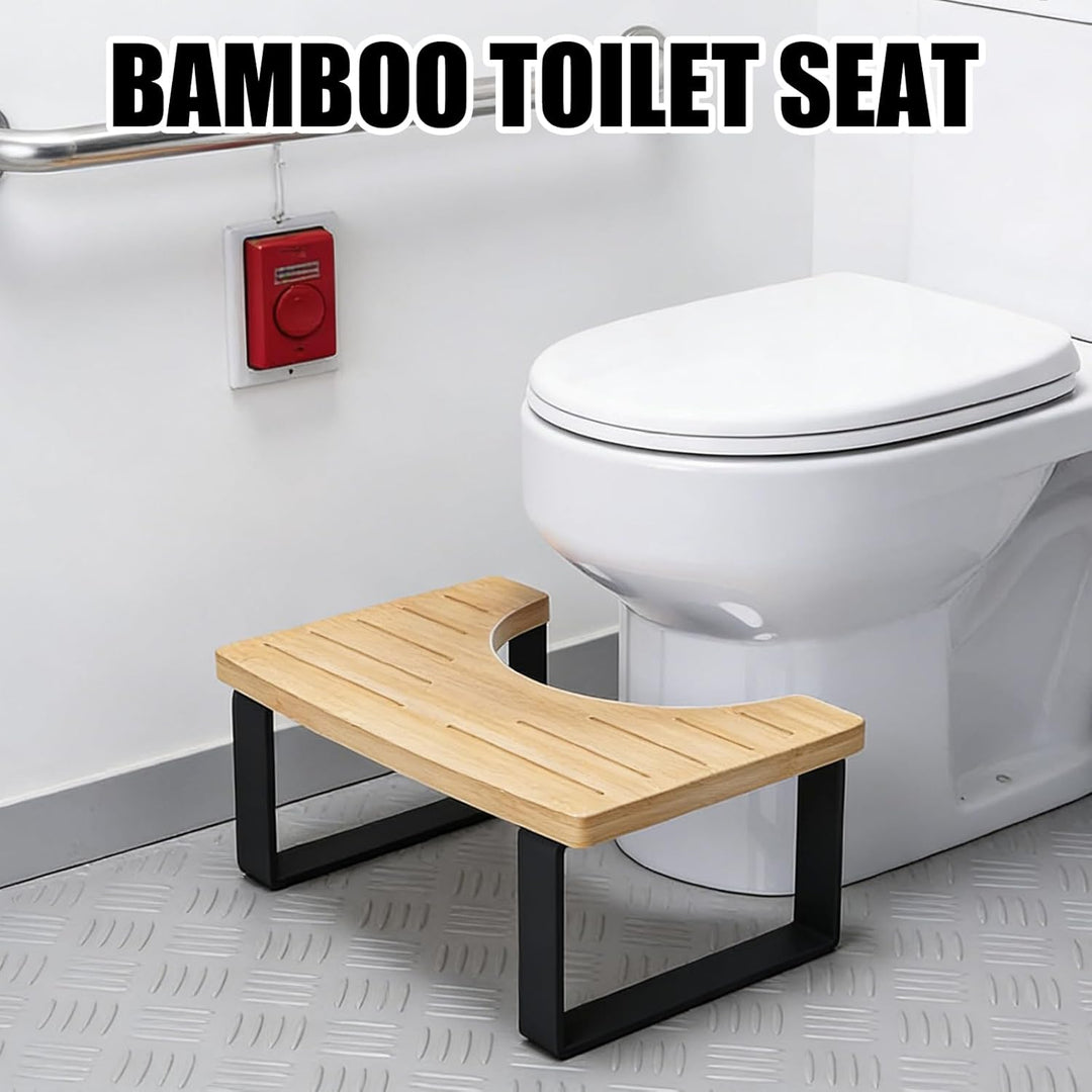40×20×17cm Toilettenhocker Erwachsene: Badezimmer-Kothocker für Erwachsene, Eisen-Holz Kombinationsm