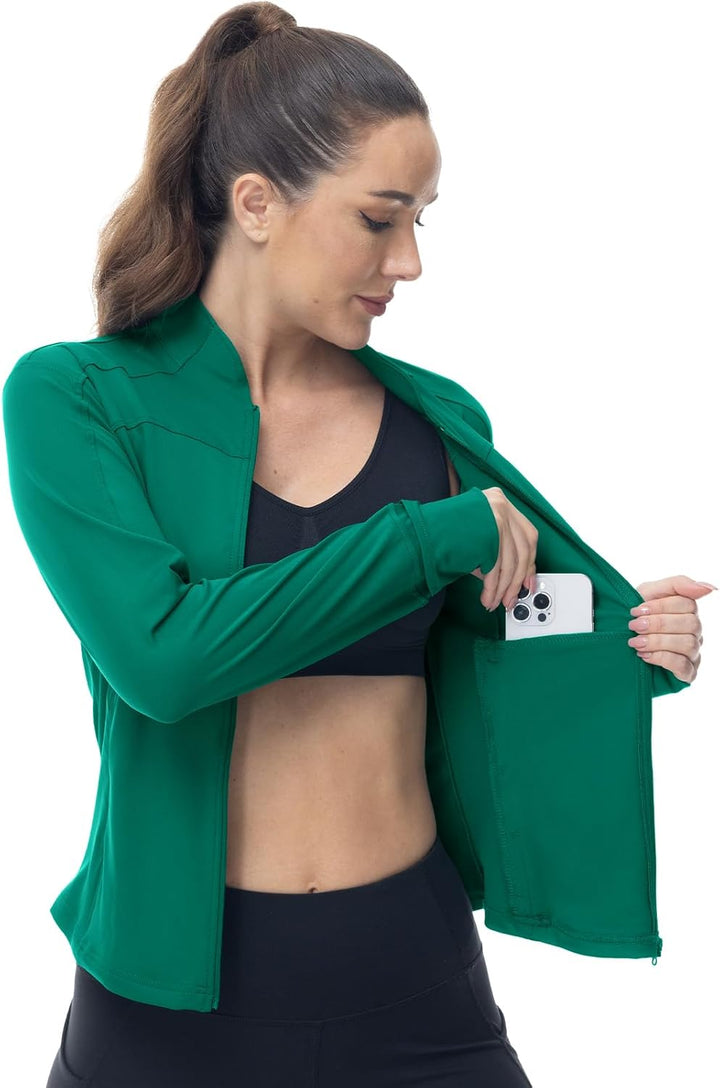 YSENTO Damen Sportjacke Laufjacke Funktionsjacke Wanderjacke Leicht Langarm Yoga Gym Sport Oberteil