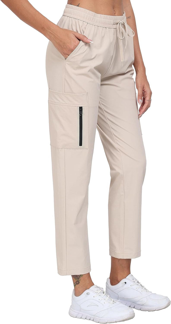 MoFiz Damen Cargohose Leichte Wanderhose Atmungsaktiv Trekkinghose Workout Casual Outdoorhose S Hell