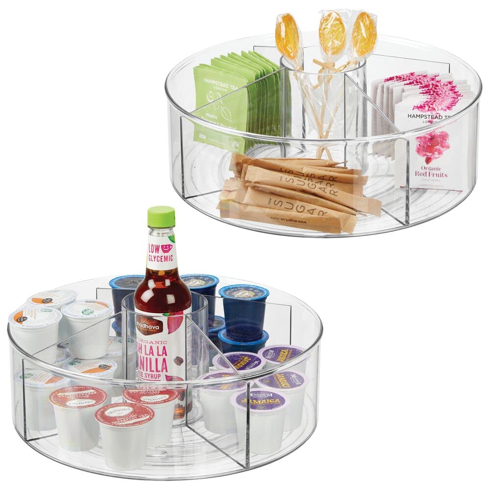 mDesign 2er-Set Drehteller für die Küchentheke, den Vorratsschrank oder Kühlschrank – Lazy Susan mit