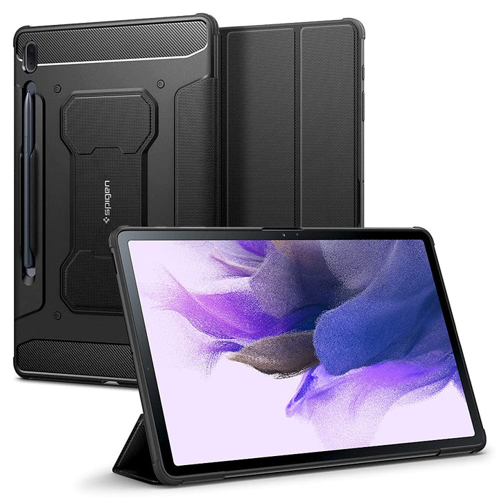 Spigen Rugged Armor Pro Entwickelt für Galaxy Tab S7 FE 5G Hülle mit Stifthalter (2021) - Schwarz