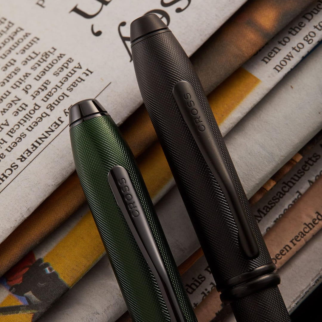 Cross Townsend Rollerball (Strichstärke M, Schreibfarbe: schwarz, inkl. Luxus Geschenkbox) Grün stru