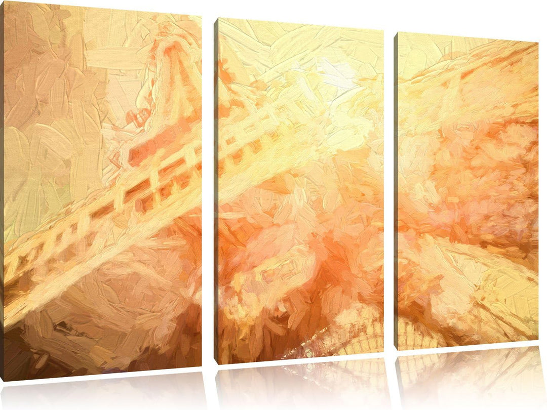 Pixxprint Eiffelturm im Sonnenschein als Leinwandbild/Grösse: 3 Teilig (120x80) / Wandbild/Kunstdruc