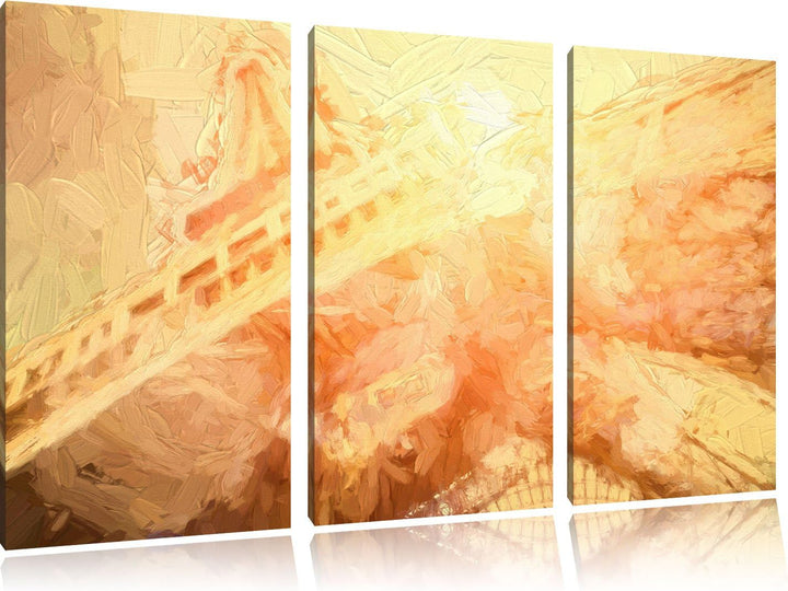 Pixxprint Eiffelturm im Sonnenschein als Leinwandbild/Grösse: 3 Teilig (120x80) / Wandbild/Kunstdruc