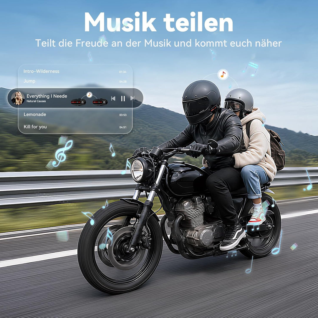 X2 Motorrad Intercom Bluetooth 5.4, 1000m Kommunikation für 2 Fahrer | Helm Headset, Dual-Chip Bluet