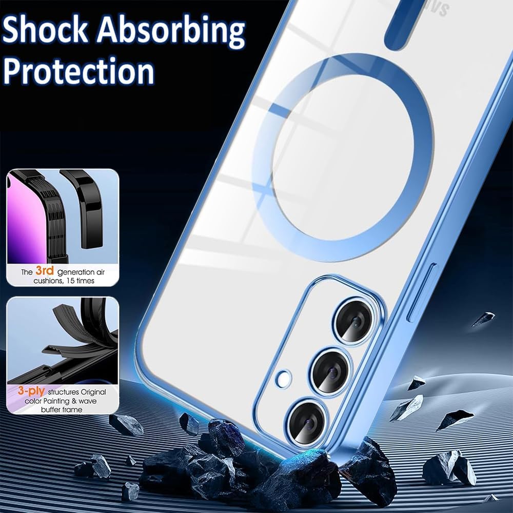 CaseLover Magnetische Handyband für Samsung Galaxy S25 FE 5G Hülle mit Band, Klare Silikon Necklace
