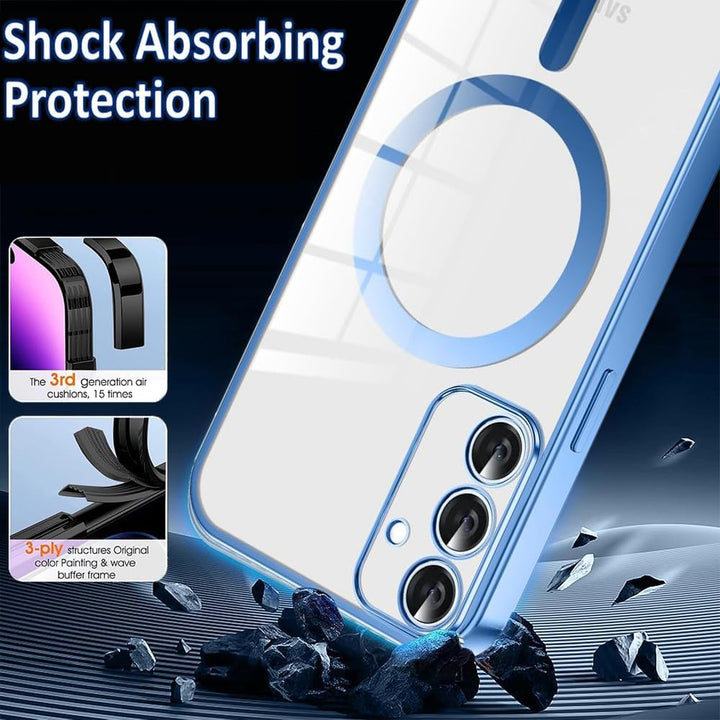 CaseLover Magnetische Handyband für Samsung Galaxy S25 FE 5G Hülle mit Band, Klare Silikon Necklace