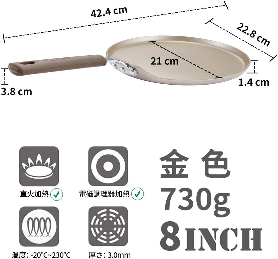 CHEFMADE Crepe Pan mit Bamboo Spreader, 8-zoll Nicht-stick Pfannkuchen Pan mit Isolierenden Silikon