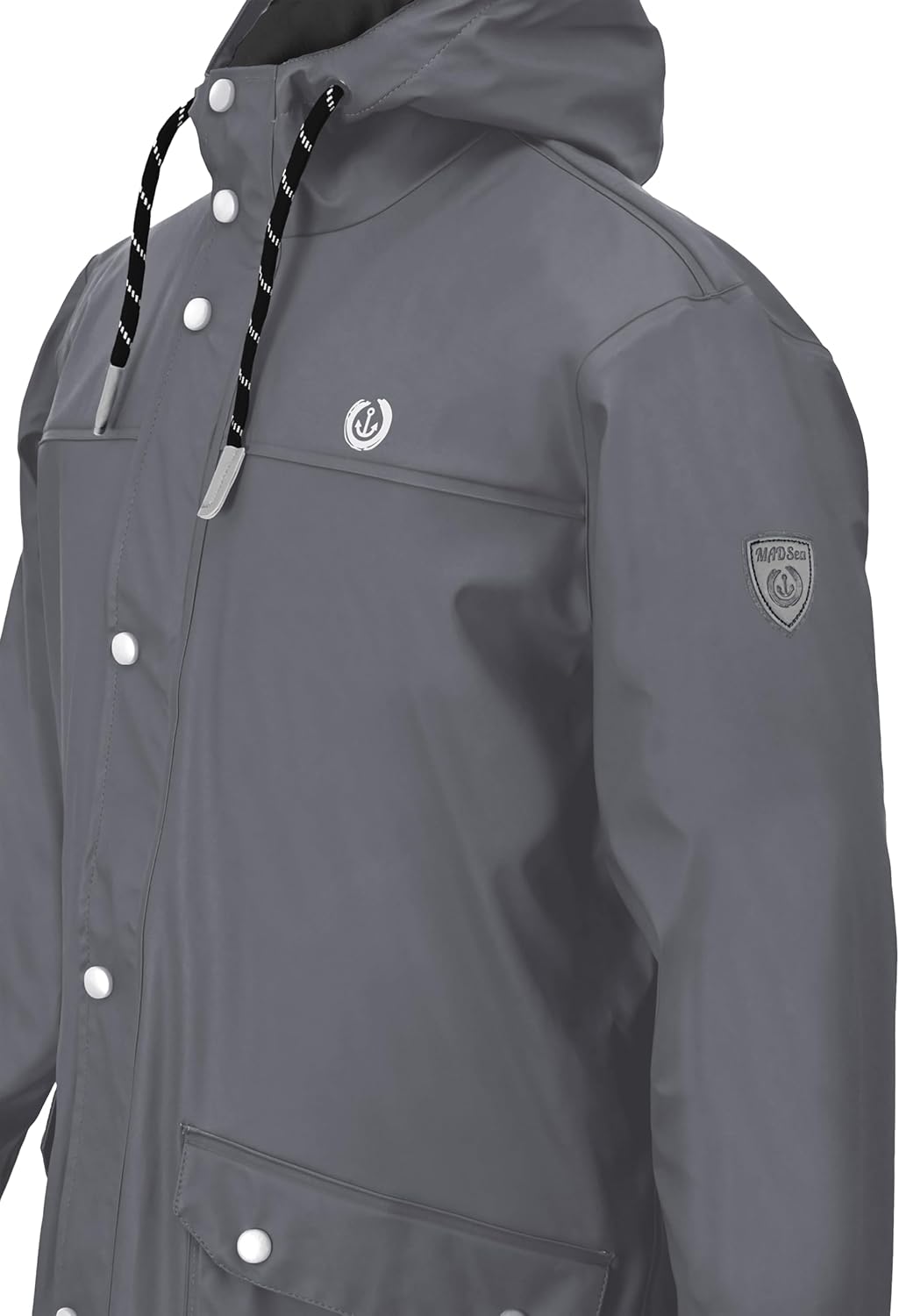 MADSea Herren Regenjacke Friesennerz warm mit Fleece gefüttert S Grau, S Grau