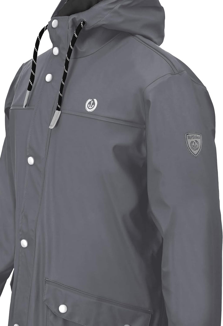 MADSea Herren Regenjacke Friesennerz warm mit Fleece gefüttert S Grau, S Grau