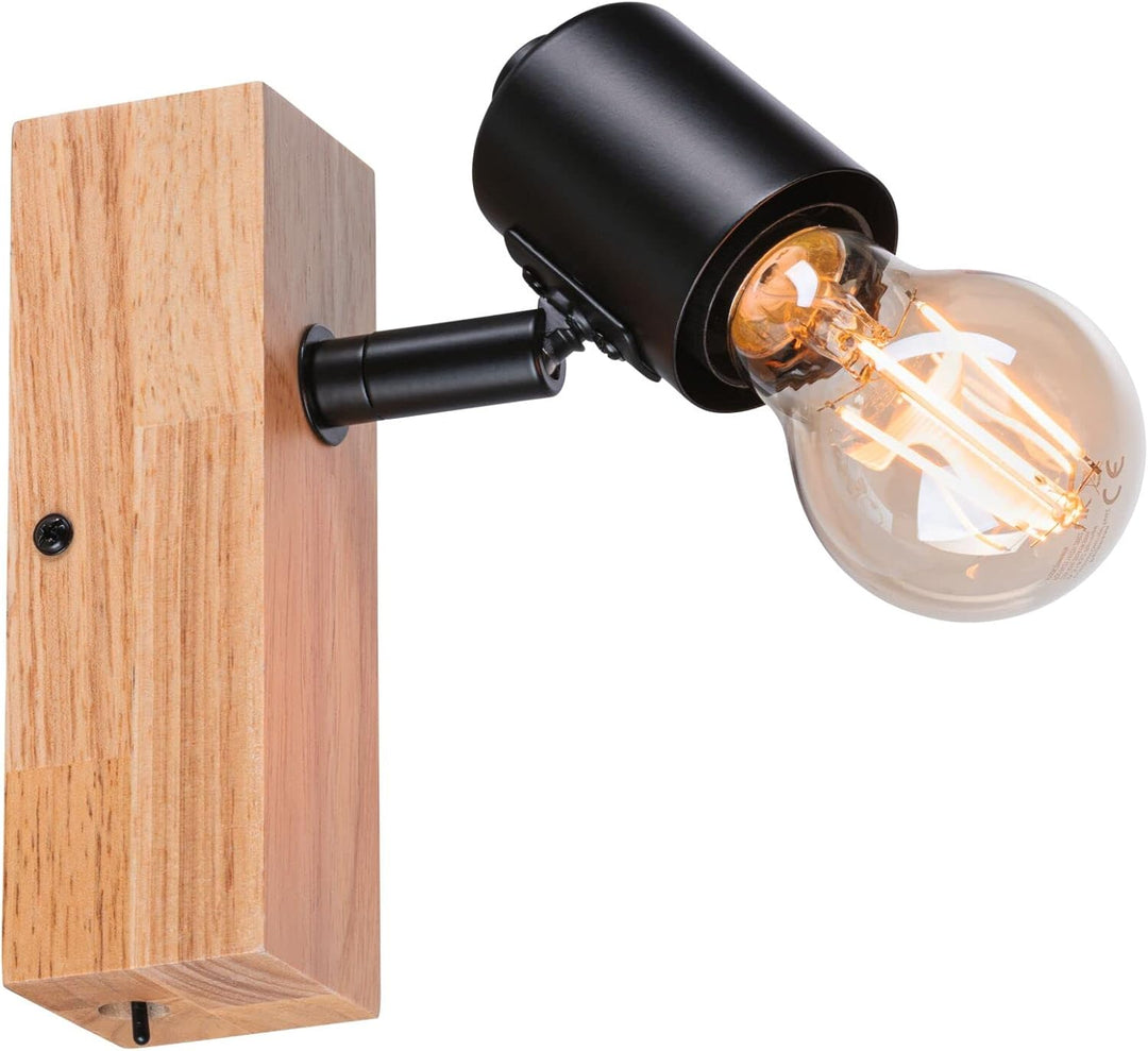 Paulmann 66770 Strahler Arvid 1-flammig max. 1x20 Watt Deckenleuchte Schwarz/Holz Spot Metall E27 1e